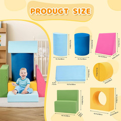 Toddler Climbing Toys Indoor, 7-Piece Colourful Foam Climbing Blocks, Soft Play