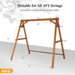 Heavy Duty 660 LBS Wooden Swing Frame with Extra Bottom Connection Board