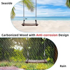 Wood Swing Seat, Carbonized Hanging Wood Tree Swing 16.9 x7.9 x0.5 in for Adu…
