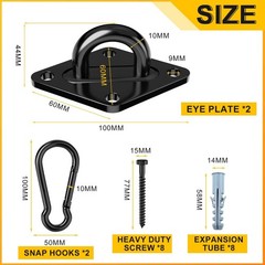 Heavy Duty Black Hammock Hooks Screws Bolts Included, Over 1700 lb Rust-Resis…