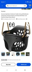 Seleware Heavy-Duty High Back Full Bucket Child Swing Seat Black