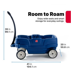 Step2 Neighborhood Wagon Toddler Ride On Toy 2 Seats Folding Handle Blue Plastic