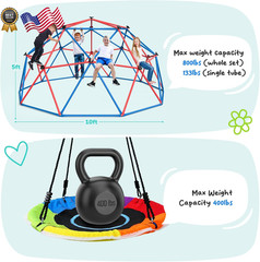 Climbing Dome Swing Set LED Saucer 800lb Jungle Gym Outdoor 3-8 8-12
