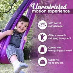 Sensory Swing for Kids Indoor Outdoor – (Hardware Included) 360° rotating D