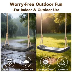 Heavy Duty Kids Tree Swing w/Straps & Carabiners, Indoor/Outdoor 264lb Black