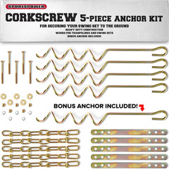 MSC-5672 Deluxe Corkscrew 5-Piece Metal Ground Anchor Hardware Kit for Swing Set
