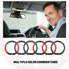 Ergocar D-Shape Steering Wheel Cover Black-Red-Stripe-B