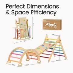Triangle Set 7-in-1 Foldable Montessori Climbing Toys Wooden Indoor Jungle Gym