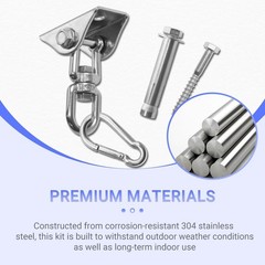 Hammock Hanging Kit with 360° Swivel Hook, Includes Mounting Hardware for Ind…