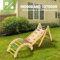 Pikler Triangle Set Montessori Toddler Climbing Toys Indoor, Foldable Climbin…