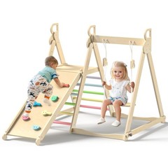 BlueWood 4in1 Indoor Jungle Gym | Foldable Climber Swing Slide Ladder Rainbow
