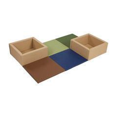 Softzone Play Patch Activity Mat and Toy Bins, Beginner Playset, Earthtone, 6-Pi