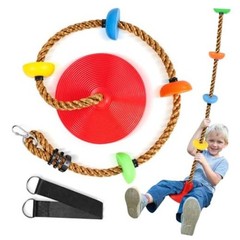 Climbing Rope Tree Swing with Platforms and Swing Seat Outdoor Red-brown Rope