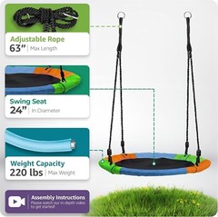 Eco-Friendly 24″ Swing Seat with Heavy-Duty Ropes – Perfect for Kids & Adults