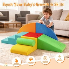 Large 8-Piece Foam Climbing Blocks for Toddlers, Baby Climbing Blocks, Soft P…