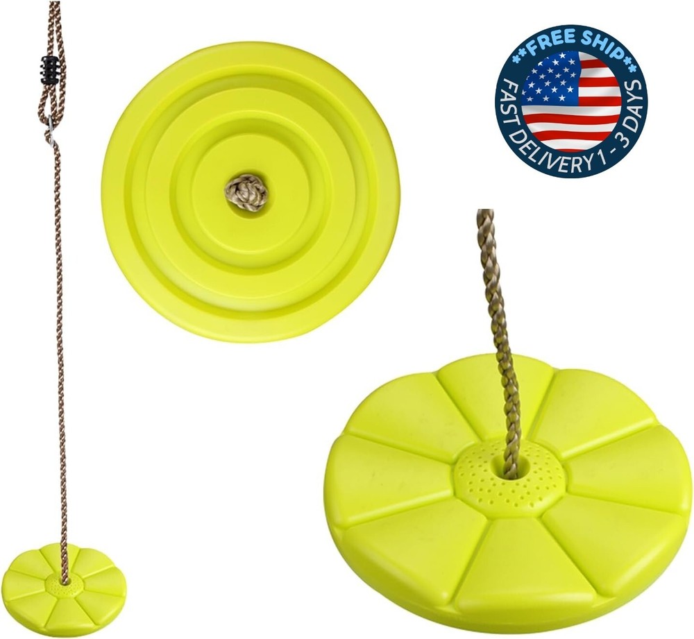 Columpio de árbol redondo para niños, soporta 100 kg (220 lb), amarillo