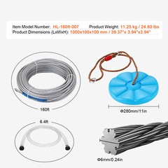 VEVOR 160 ft Zip Line Kit for Kids Adult Trolley Slackers Zipline Up to 500 lb