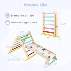 7-in-1 Climbing Triangle Set for Toddlers – Foldable Montessori Gym, Adjustable