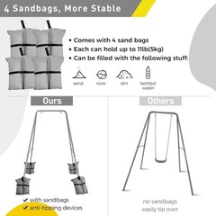 Foldable Kids Swing Stand with Sandbags Heavy Duty Indoor Outdoor Grey