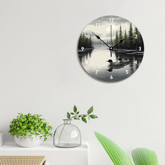 Lake Time Wall Clock Loon Rustic 12 Inch Wall Clocks Battery Operated Silent Non