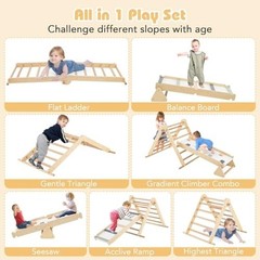 7-in-1 Climbing Triangle Set for Toddlers – Foldable Montessori Jungle Gym, Adju