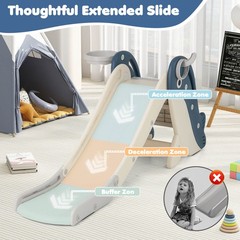4-in-1 Toddler Slide Playground w/ Basketball Hoop Ball Ring Toss Climbing