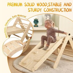7 In 1 Large Pikler Triangle Set, Wooden Montessori Climbing Set, Foldable
