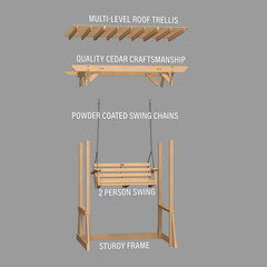 Backyard Discovery Outdoor Cedar Porch Swing Brown 100% Authentic New