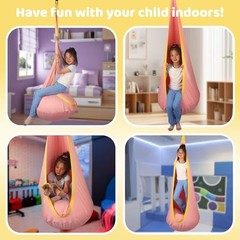 HiCamer Sensory Swing for Kids Indoor and Outdoor Pod Hammock Chair Seat Pink