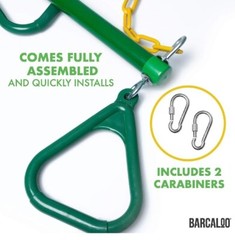 18″ Trapeze Swing Bar with Rings Heavy Duty Chain Swing Set Accessories Green
