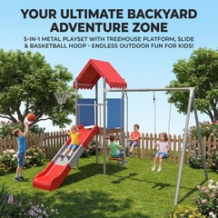 Playground Swing Sets Playset for Backyard with Slide Outdoor Play Set for Kids