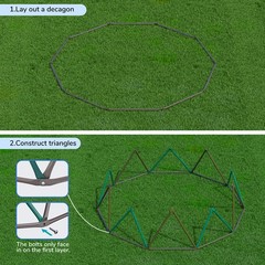 Hapfan 10ft Climbing Dome with Saucer Swing Jungle Gym Outdoor Play Equipment