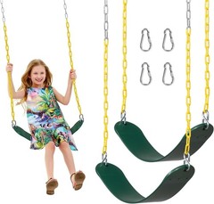 2 Pack Outdoor Swings Seats with 66″ Rust-Resistant Heavy Duty Chain, Playgro…