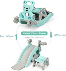 Versatile 5 in 1 Kids Slide with Basketball Hoop & Detachable Stool