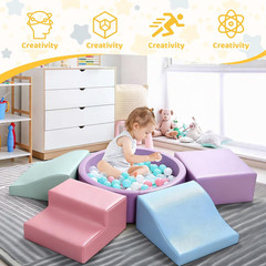 Foam Climbing Blocks for Toddler: with 4-Piece PU Leather Climbing Toys and a Ba
