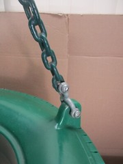 LARGE Green Plastic Tire Swing Swing Set Seat with Coated Chain