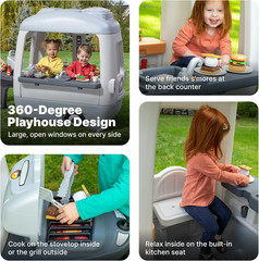Step2 Adventure Camper Kids Playhouse, Indoor/Outdoor Playset with Kitchenette,