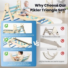Juego de triángulos Pikler juego de escalada arcoíris Pikler para niños pequeños