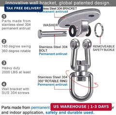 SELEWARE Ceiling Swing Mount Stainless Steel Swing Hangers Free Swivel Swing Hoo