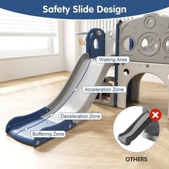 8 in 1 Toddler Climber Slide Playset Outdoor Indoor Slide Playset for Kids Blue
