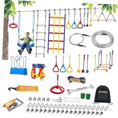 65FT Ninja Warrior Obstacle Course for Kids Backyard Outdoor 65FT 13Pcs Ratchet