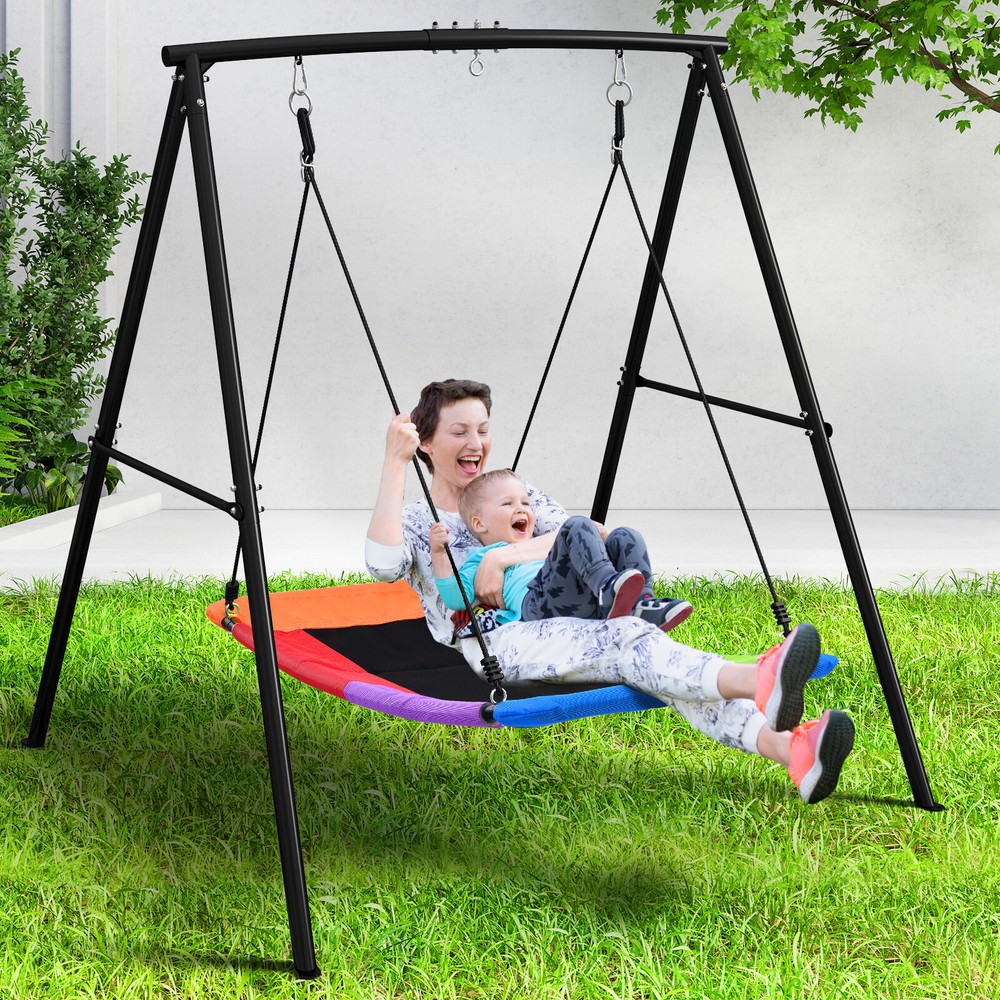 Heavy Duty A-Frame Metal Swing Stand with 60″ Large Platform Swing for Outdoor
