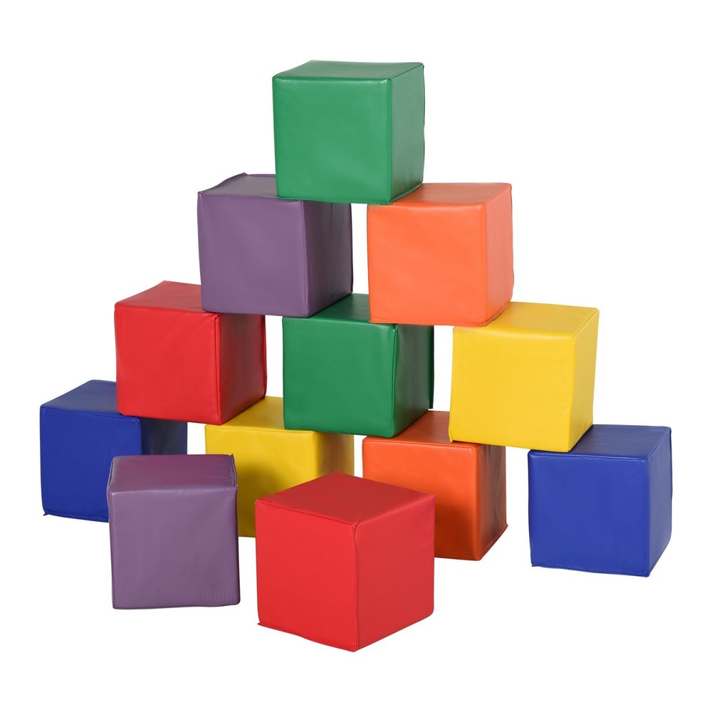 Foam Building Blocks 12 Pack 7.75in Educational Playset for Kids Ages 1-3
