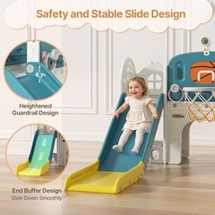 Toddler Outdoor Playset Blue Yellow Slide 9 in 1 Age 1 3