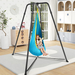 Swing Stand Frame with Sensory Swing Pod Chair, X-Shaped Swing Set, Metal Hammoc