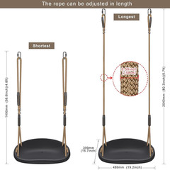Heavy Duty Swing Seat Adjustable Rope Carabiners 500LB Capacity Black