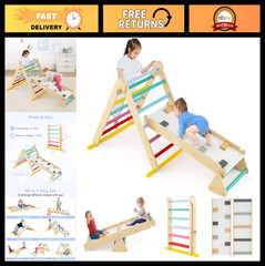 7-in-1 Climbing Triangle Set for Toddlers – Foldable Montessori Gym, Adjustable