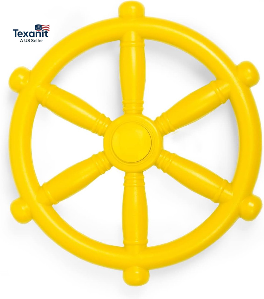Kids Playground Pirate Ship Steering Wheel – Yellow Jungle Gym Toy for Swing Set