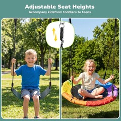 500lb Metal Swing Set Playground with 3 Swings Heavy Duty A-Frame Stand Backyard