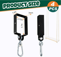 8 Pcs Metal Swing Set Accessories Kit w/ Hooks & Brackets for 4″x6″ Beam (Black)
